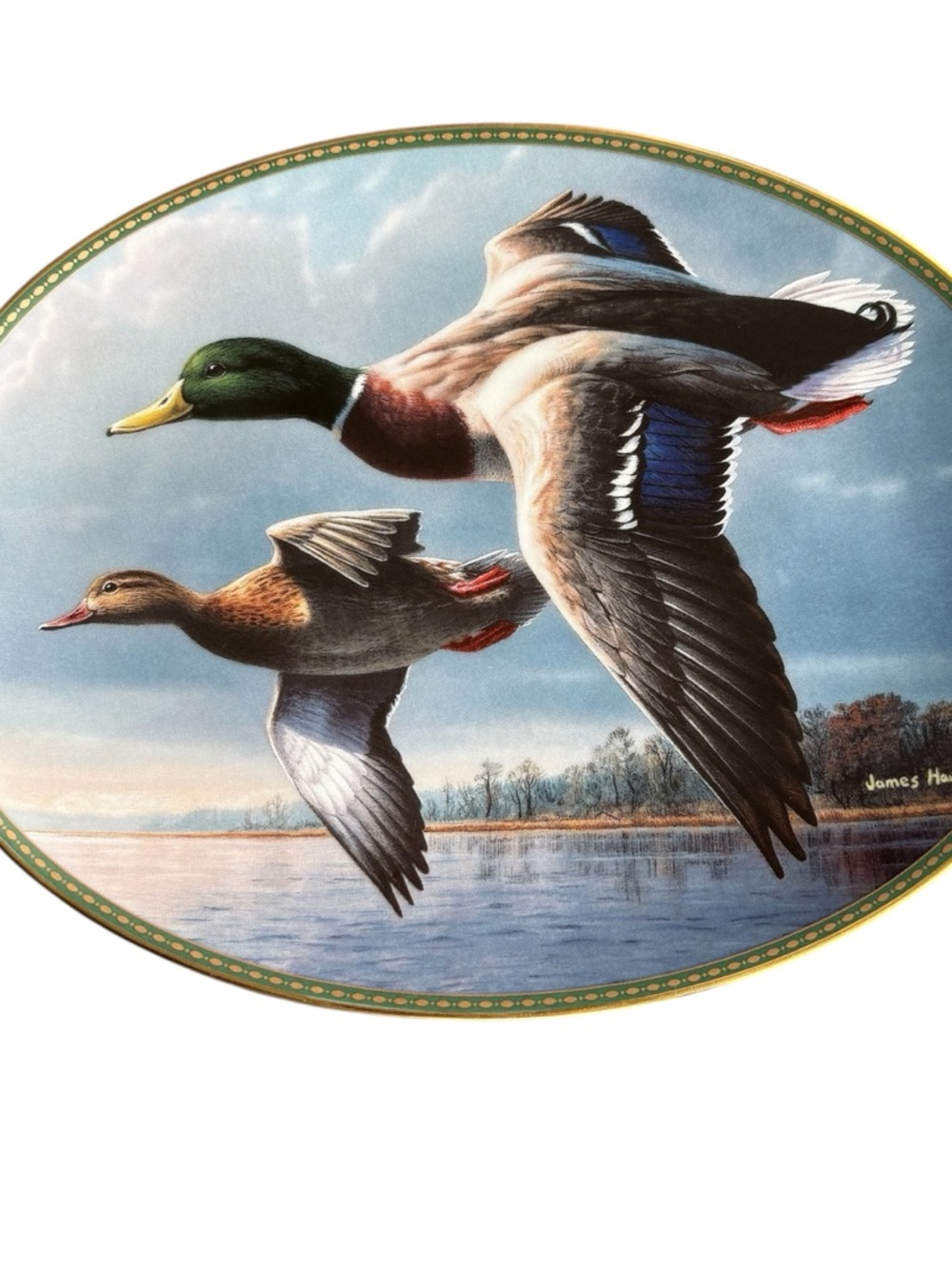 Vintage 1995 Mallards on the Wing By Jim Hautman Porcelain Plate Limited Edition